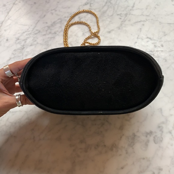 Frenchy of California vintage classic suede black gold bag crossbody purse - Picture 5 of 8